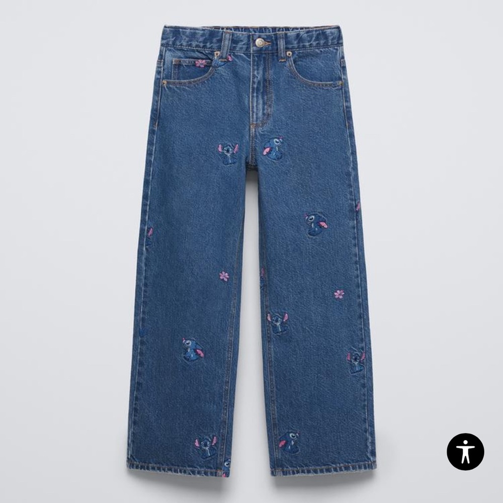 NWT- Zara Kids size 6 wide leg Stitch jeans